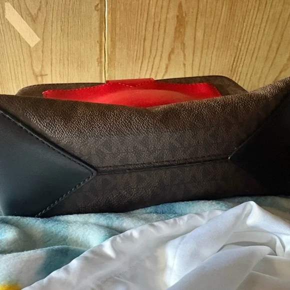 Michael Kors Cece Black Leather Crossbody Red Studded Strap and Zebra Accent - Picture 7 of 9